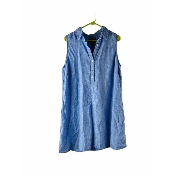 Tahari | Tops | Tahari Gauzy Linen Collared Button Shirt Dress Blue Coastal | Poshmark Tahari | Tops | Tahari Gauzy Linen Collared Button Shirt Dress Blue Coastal | Poshmark